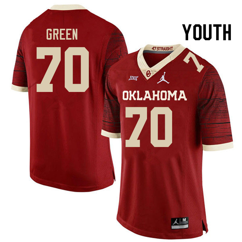 Youth #70 Cayden Green Oklahoma Sooners College Football Jerseys Stitched-Retro